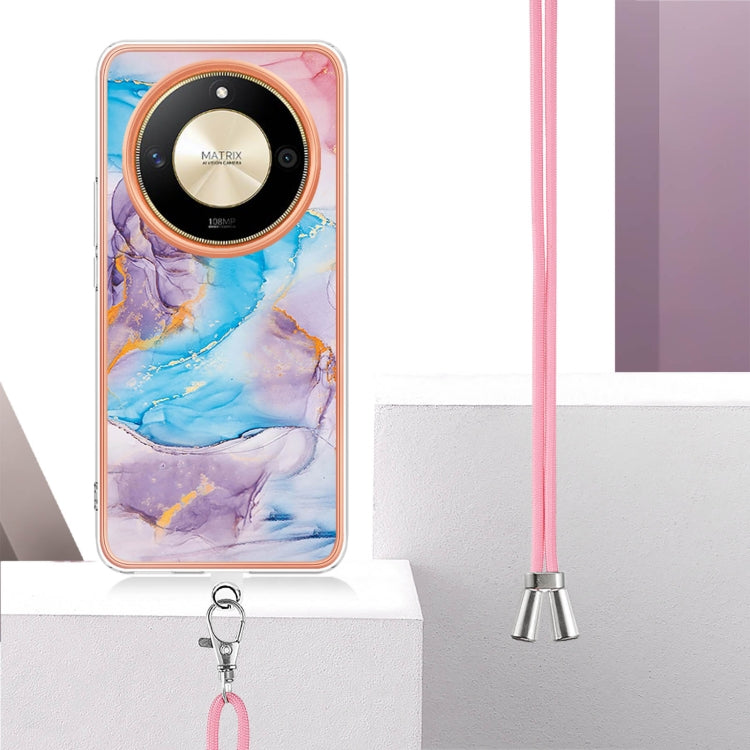For Honor X9b Electroplating Pattern IMD TPU Shockproof Case with Neck Lanyard