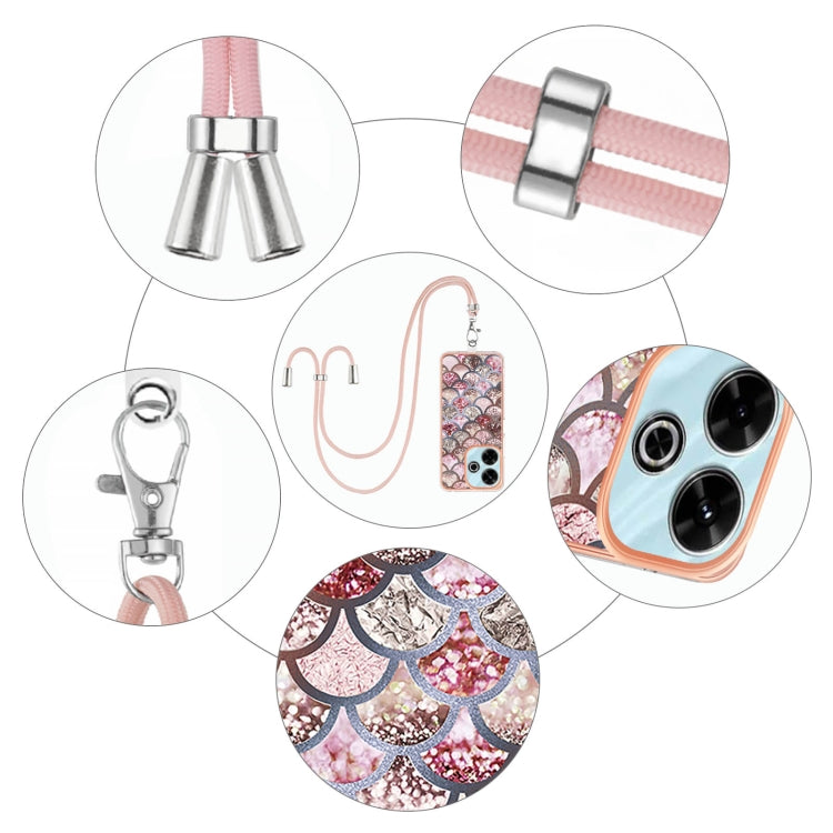 For Redmi 13 4G Electroplating Pattern IMD TPU Shockproof Case with Neck Lanyard