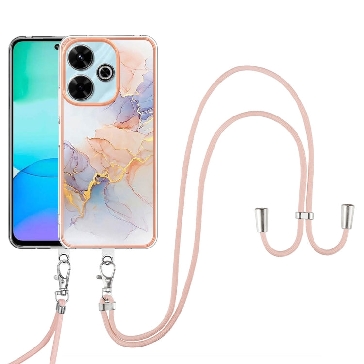 For Redmi 13 4G Electroplating Pattern IMD TPU Shockproof Case with Neck Lanyard