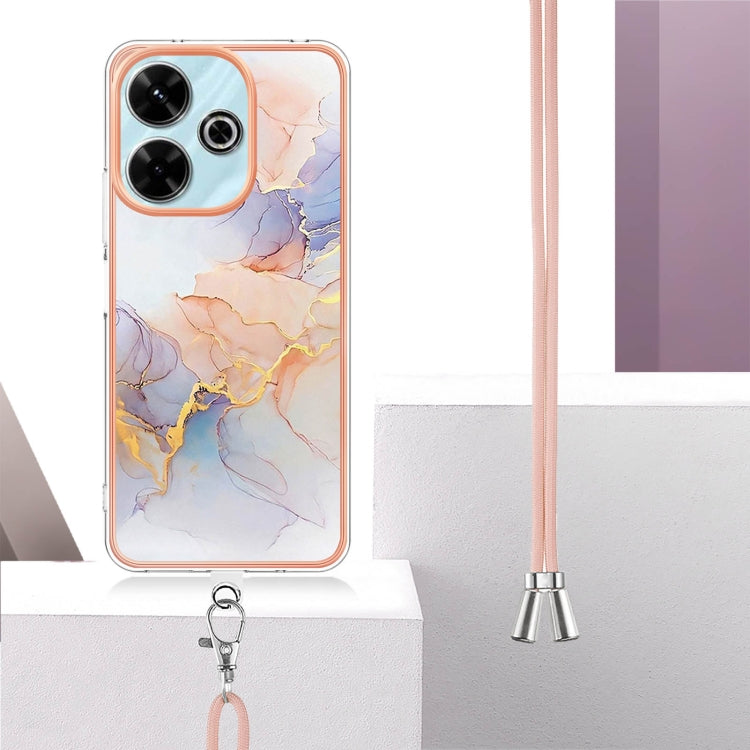 For Redmi 13 4G Electroplating Pattern IMD TPU Shockproof Case with Neck Lanyard
