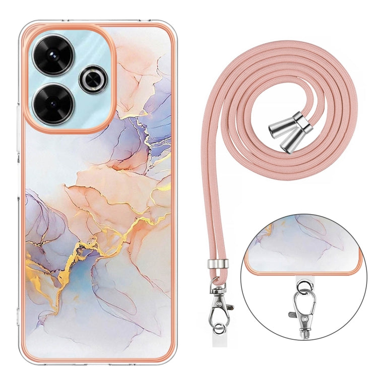 For Redmi 13 4G Electroplating Pattern IMD TPU Shockproof Case with Neck Lanyard