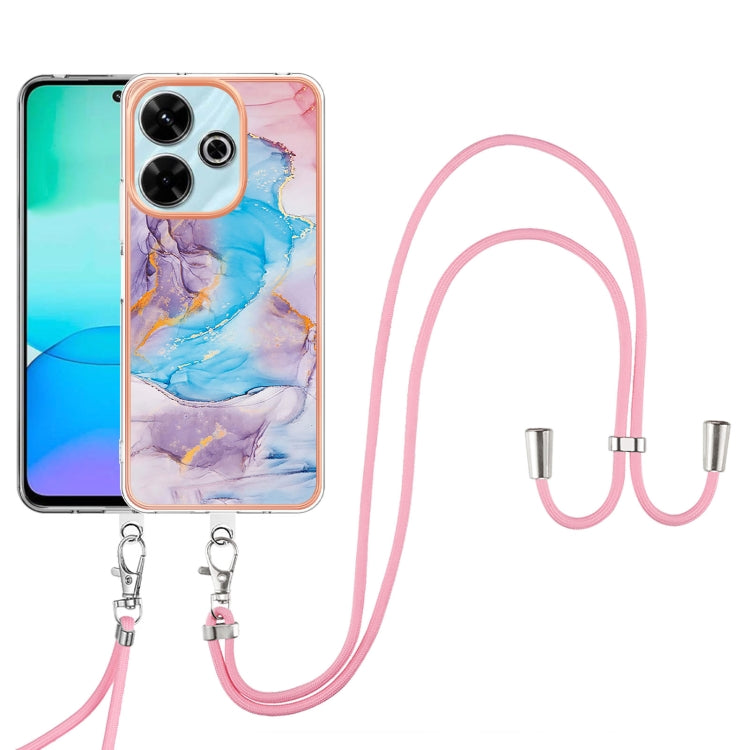 For Redmi 13 4G Electroplating Pattern IMD TPU Shockproof Case with Neck Lanyard