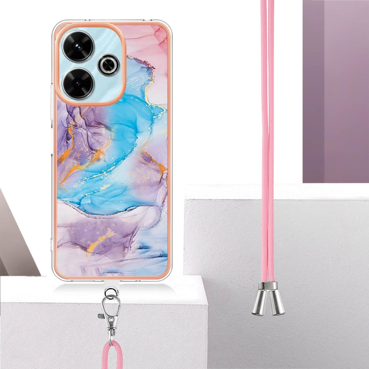 For Redmi 13 4G Electroplating Pattern IMD TPU Shockproof Case with Neck Lanyard