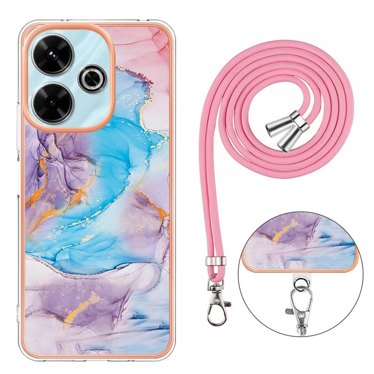 For Redmi 13 4G Electroplating Pattern IMD TPU Shockproof Case with Neck Lanyard