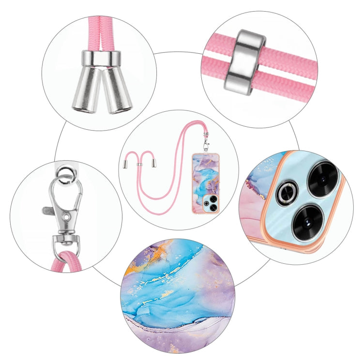 For Redmi 13 4G Electroplating Pattern IMD TPU Shockproof Case with Neck Lanyard