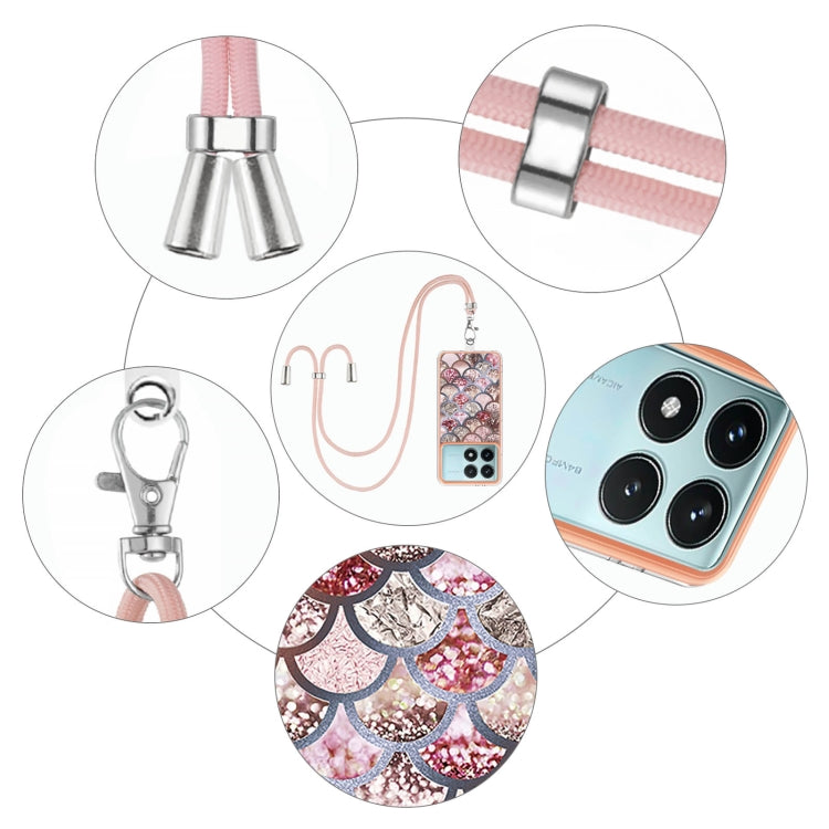 For Xiaomi Poco F6 Pro 5G Electroplating Pattern IMD TPU Shockproof Case with Neck Lanyard