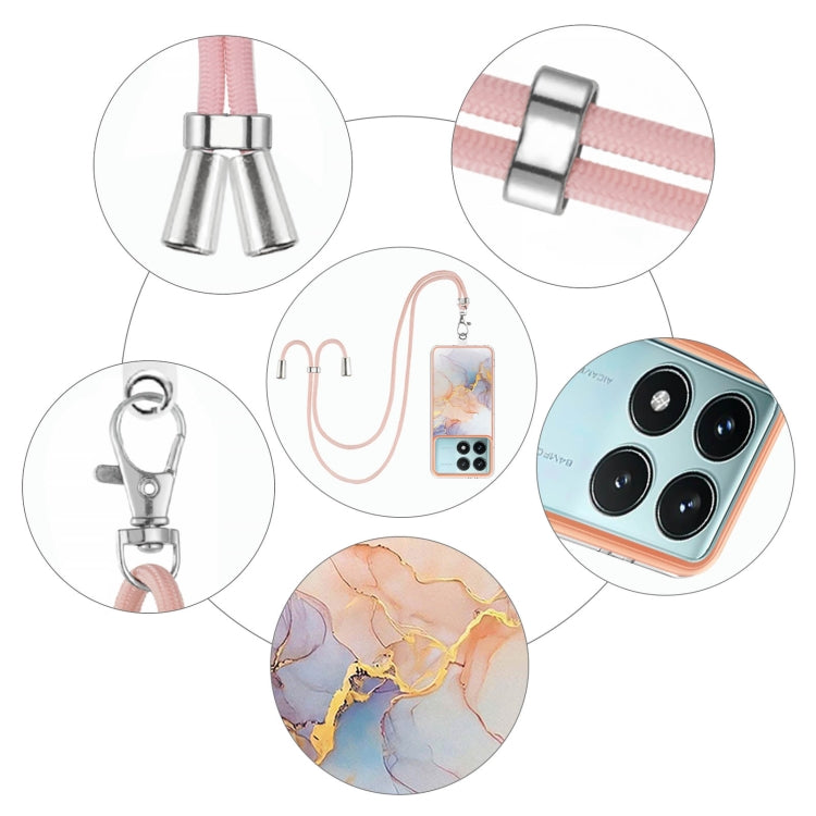 For Xiaomi Poco F6 Pro 5G Electroplating Pattern IMD TPU Shockproof Case with Neck Lanyard