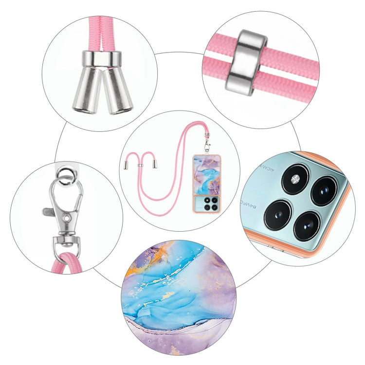 For Xiaomi Poco F6 Pro 5G Electroplating Pattern IMD TPU Shockproof Case with Neck Lanyard