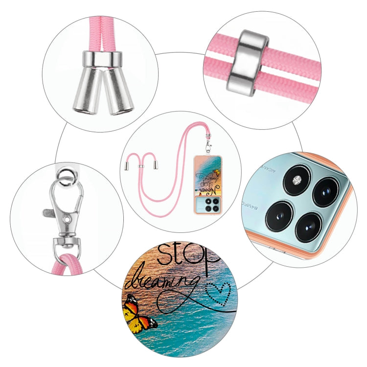For Xiaomi Poco F6 Pro 5G Electroplating Pattern IMD TPU Shockproof Case with Neck Lanyard
