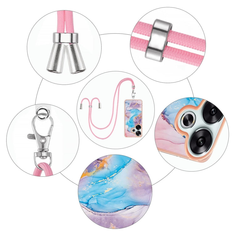 For Xiaomi Poco F6 5G Electroplating Pattern IMD TPU Shockproof Case with Neck Lanyard