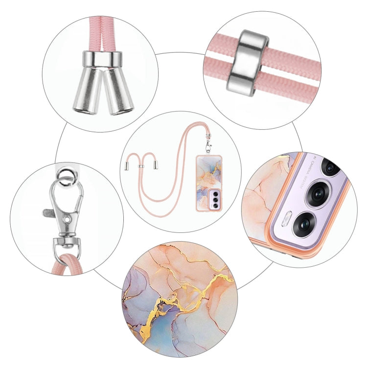 For OPPO Reno12 Pro Global Electroplating Pattern IMD TPU Shockproof Case with Neck Lanyard