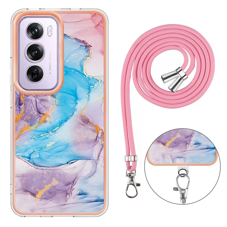 For OPPO Reno12 Pro Global Electroplating Pattern IMD TPU Shockproof Case with Neck Lanyard