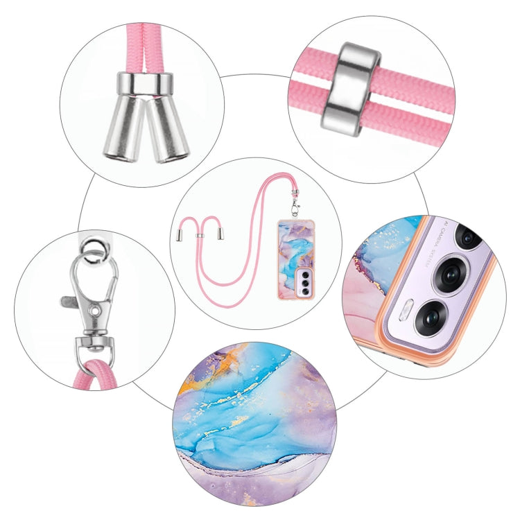 For OPPO Reno12 Pro Global Electroplating Pattern IMD TPU Shockproof Case with Neck Lanyard