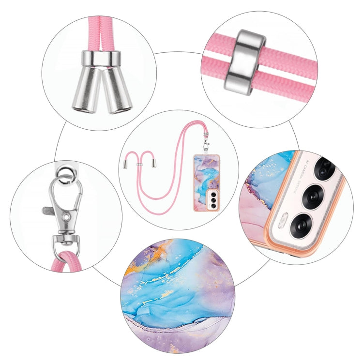 For OPPO Reno12 Global Electroplating Pattern IMD TPU Shockproof Case with Neck Lanyard