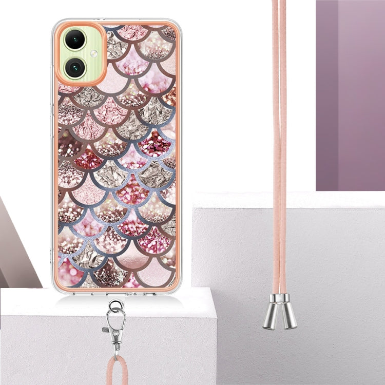 For Samsung Galaxy A06 4G Electroplating Pattern IMD TPU Shockproof Case with Neck Lanyard