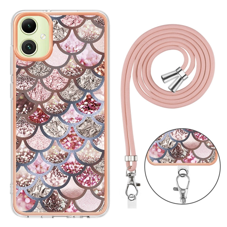 For Samsung Galaxy A06 4G Electroplating Pattern IMD TPU Shockproof Case with Neck Lanyard