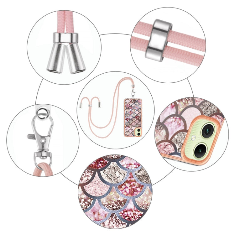 For Samsung Galaxy A06 4G Electroplating Pattern IMD TPU Shockproof Case with Neck Lanyard