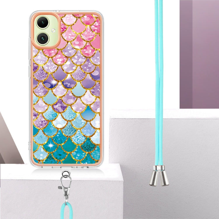 For Samsung Galaxy A06 4G Electroplating Pattern IMD TPU Shockproof Case with Neck Lanyard