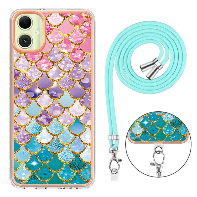 For Samsung Galaxy A06 4G Electroplating Pattern IMD TPU Shockproof Case with Neck Lanyard