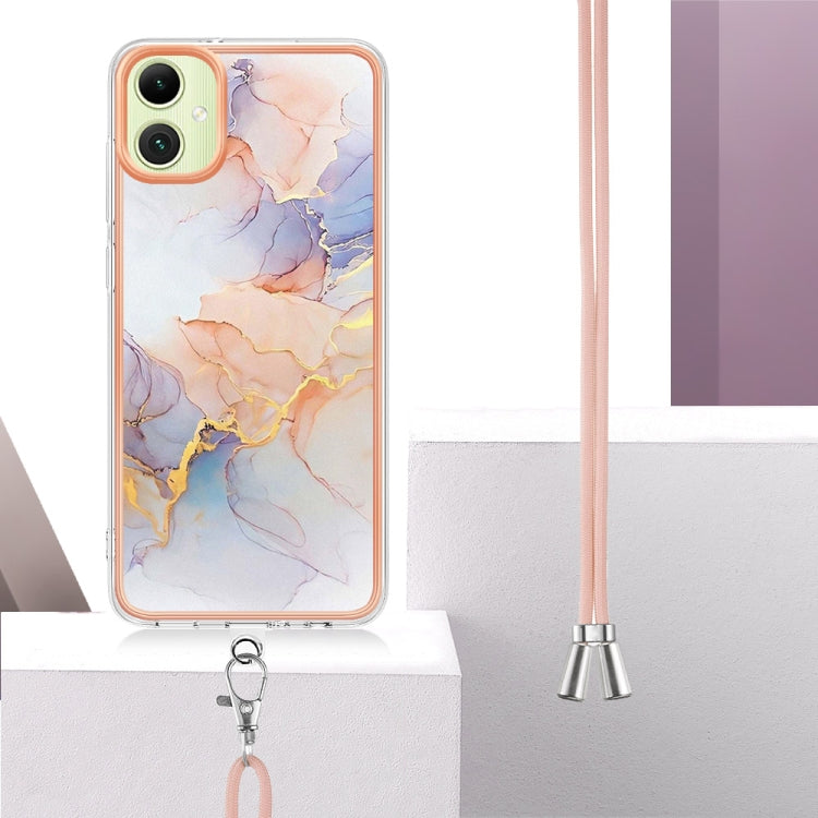 For Samsung Galaxy A06 4G Electroplating Pattern IMD TPU Shockproof Case with Neck Lanyard