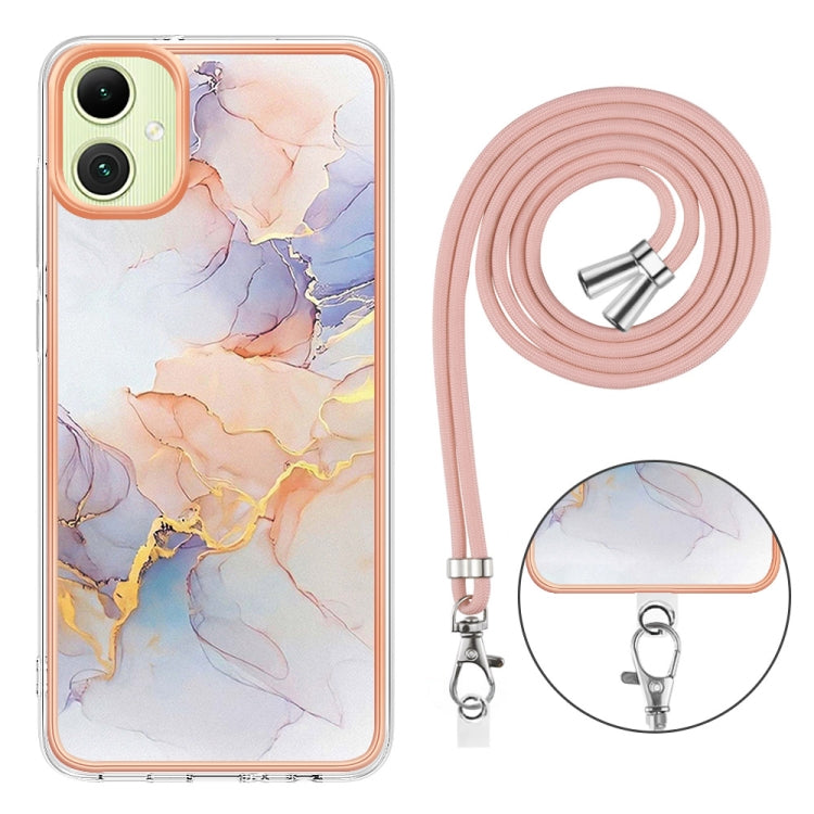 For Samsung Galaxy A06 4G Electroplating Pattern IMD TPU Shockproof Case with Neck Lanyard