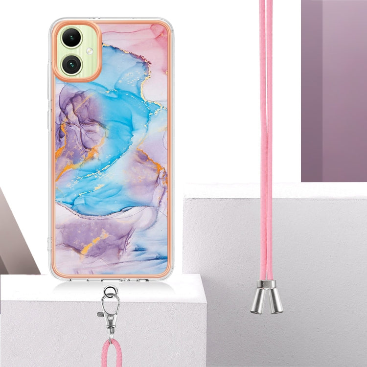 For Samsung Galaxy A06 4G Electroplating Pattern IMD TPU Shockproof Case with Neck Lanyard