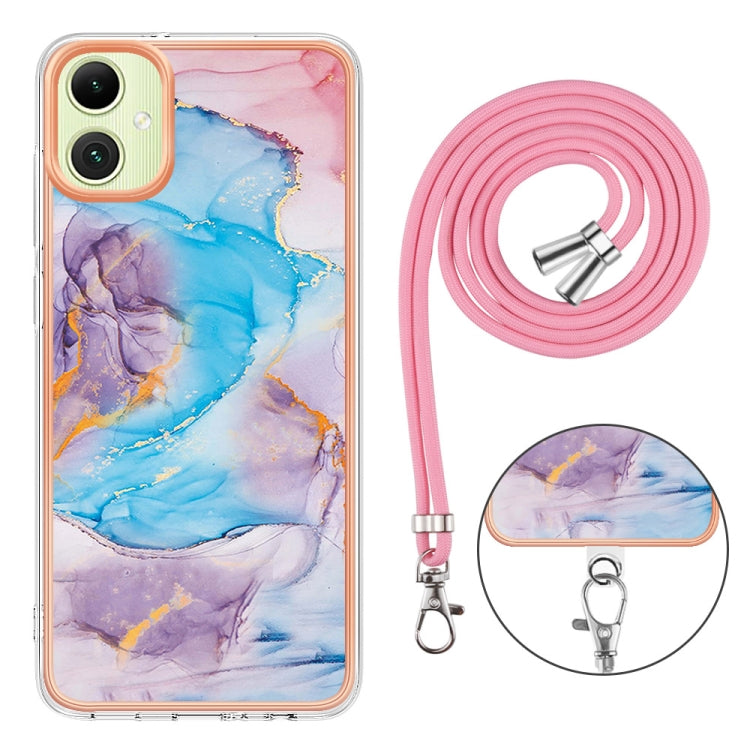 For Samsung Galaxy A06 4G Electroplating Pattern IMD TPU Shockproof Case with Neck Lanyard
