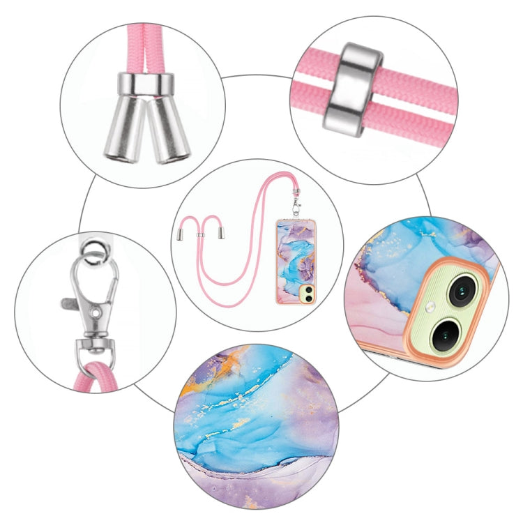 For Samsung Galaxy A06 4G Electroplating Pattern IMD TPU Shockproof Case with Neck Lanyard