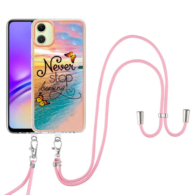 For Samsung Galaxy A06 4G Electroplating Pattern IMD TPU Shockproof Case with Neck Lanyard
