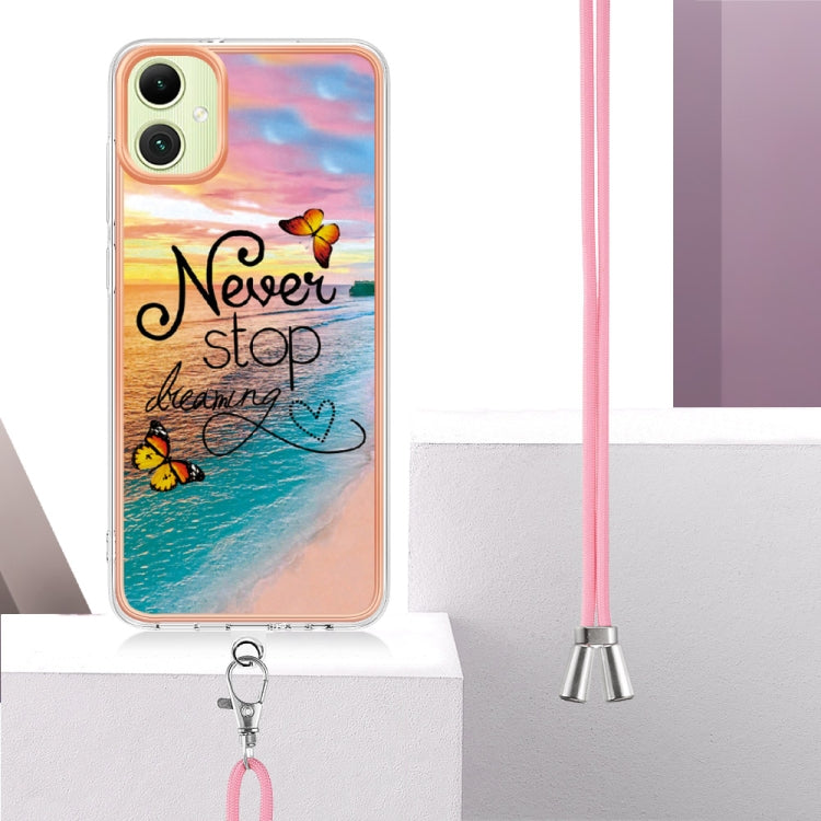 For Samsung Galaxy A06 4G Electroplating Pattern IMD TPU Shockproof Case with Neck Lanyard