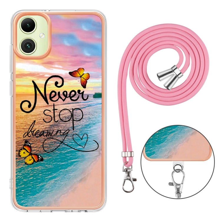 For Samsung Galaxy A06 4G Electroplating Pattern IMD TPU Shockproof Case with Neck Lanyard
