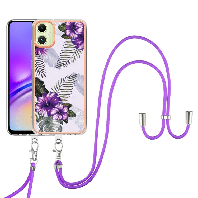 For Samsung Galaxy A06 4G Electroplating Pattern IMD TPU Shockproof Case with Neck Lanyard