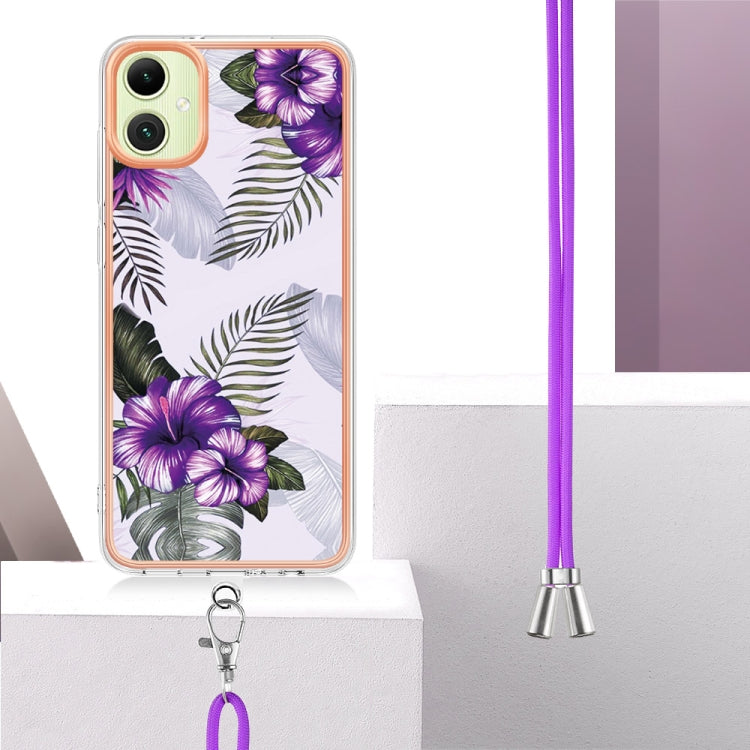 For Samsung Galaxy A06 4G Electroplating Pattern IMD TPU Shockproof Case with Neck Lanyard