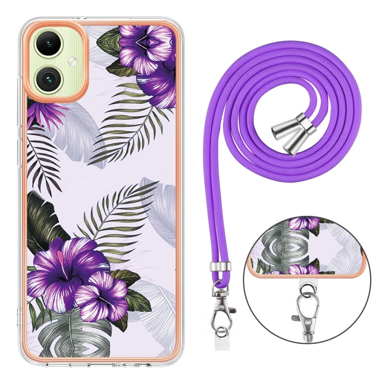 For Samsung Galaxy A06 4G Electroplating Pattern IMD TPU Shockproof Case with Neck Lanyard