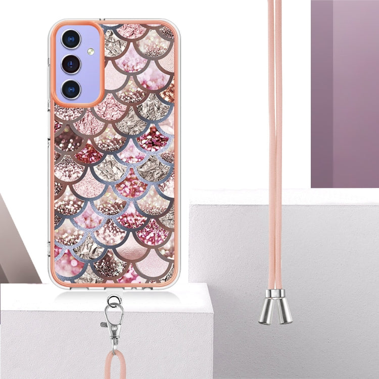 For Samsung Galaxy A16 5G Electroplating Pattern IMD TPU Shockproof Case with Neck Lanyard