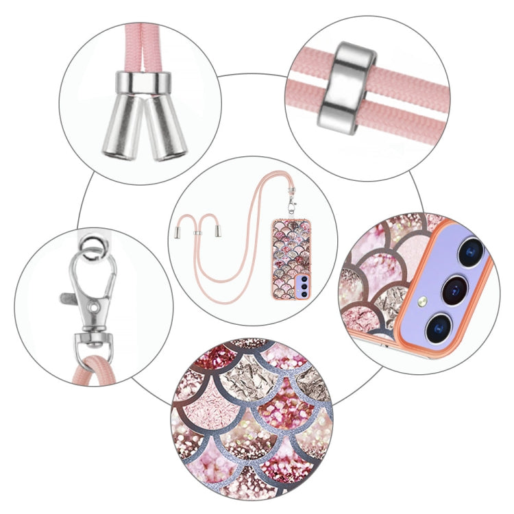 For Samsung Galaxy A16 5G Electroplating Pattern IMD TPU Shockproof Case with Neck Lanyard