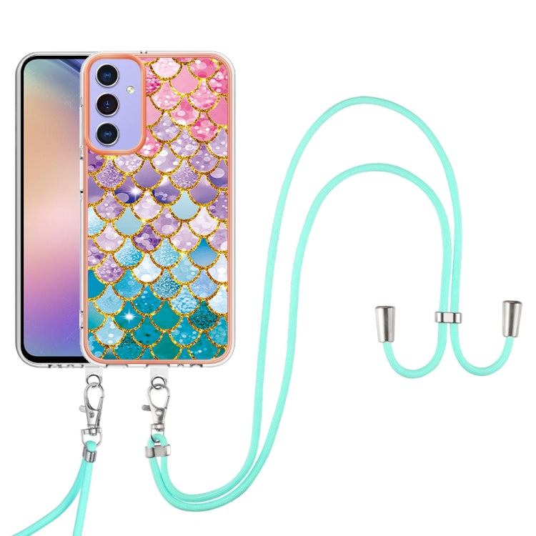 For Samsung Galaxy A16 5G Electroplating Pattern IMD TPU Shockproof Case with Neck Lanyard