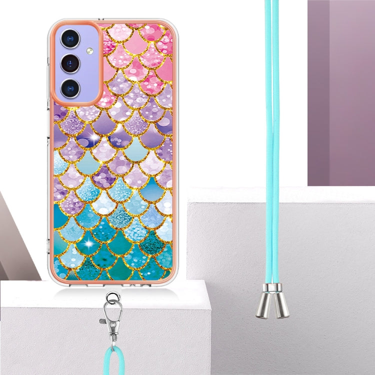 For Samsung Galaxy A16 5G Electroplating Pattern IMD TPU Shockproof Case with Neck Lanyard