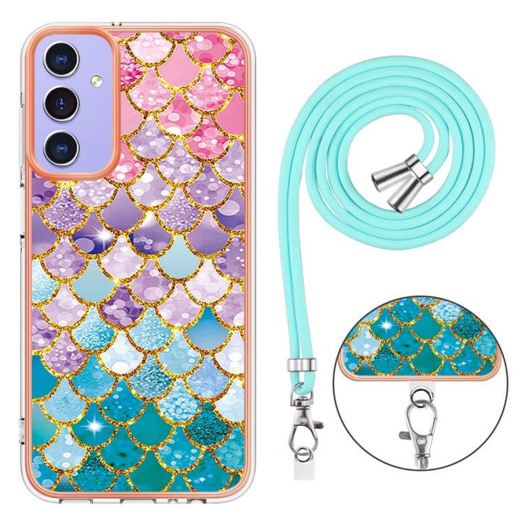 For Samsung Galaxy A16 5G Electroplating Pattern IMD TPU Shockproof Case with Neck Lanyard
