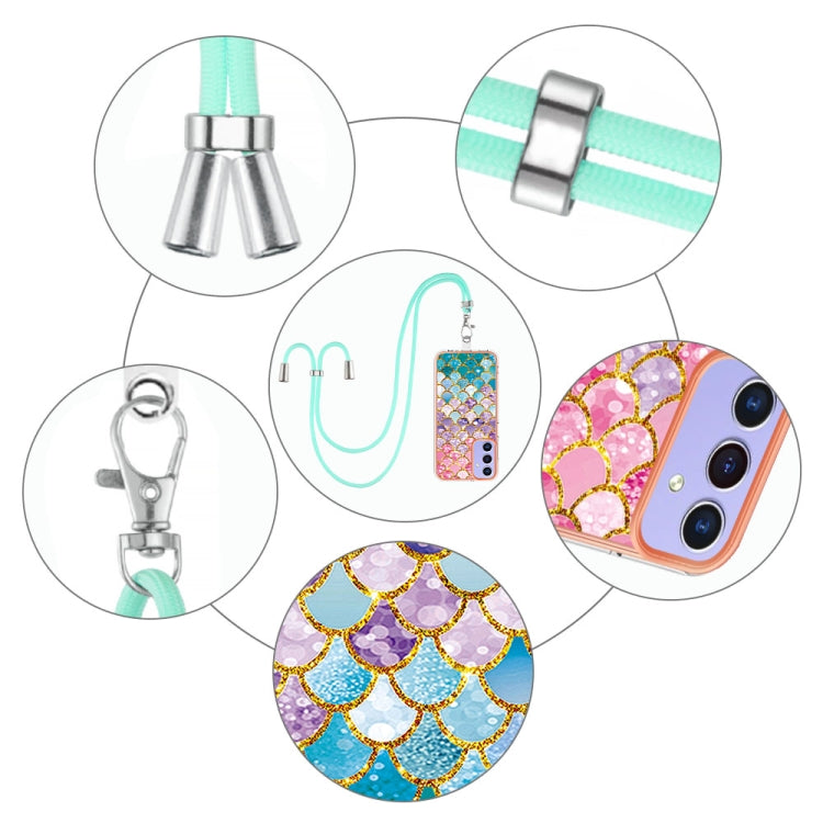 For Samsung Galaxy A16 5G Electroplating Pattern IMD TPU Shockproof Case with Neck Lanyard