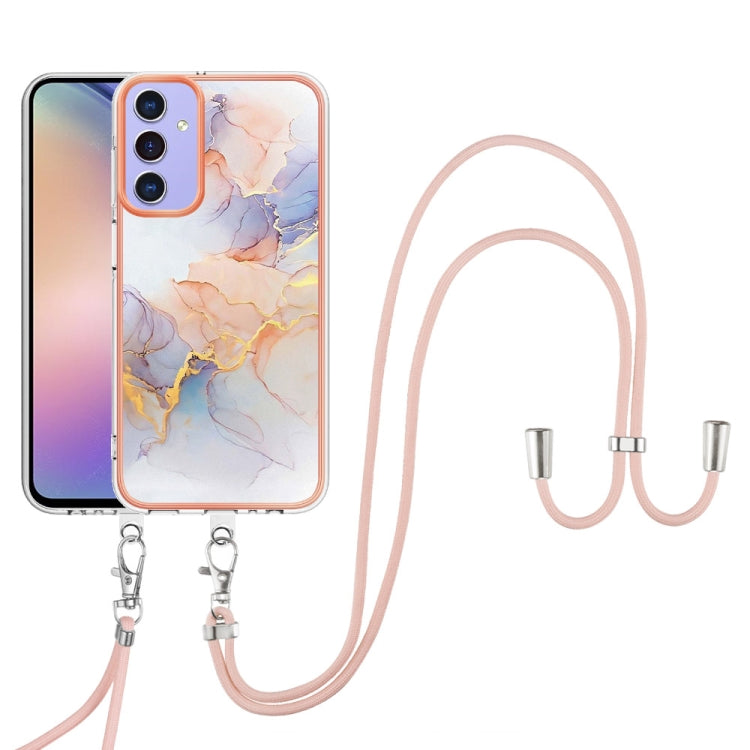 For Samsung Galaxy A16 5G Electroplating Pattern IMD TPU Shockproof Case with Neck Lanyard