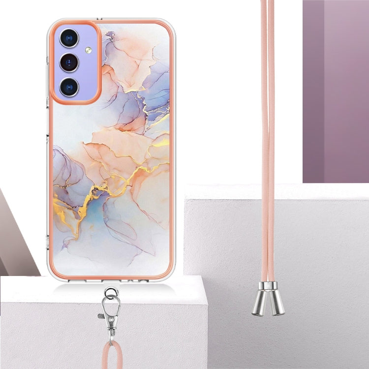 For Samsung Galaxy A16 5G Electroplating Pattern IMD TPU Shockproof Case with Neck Lanyard