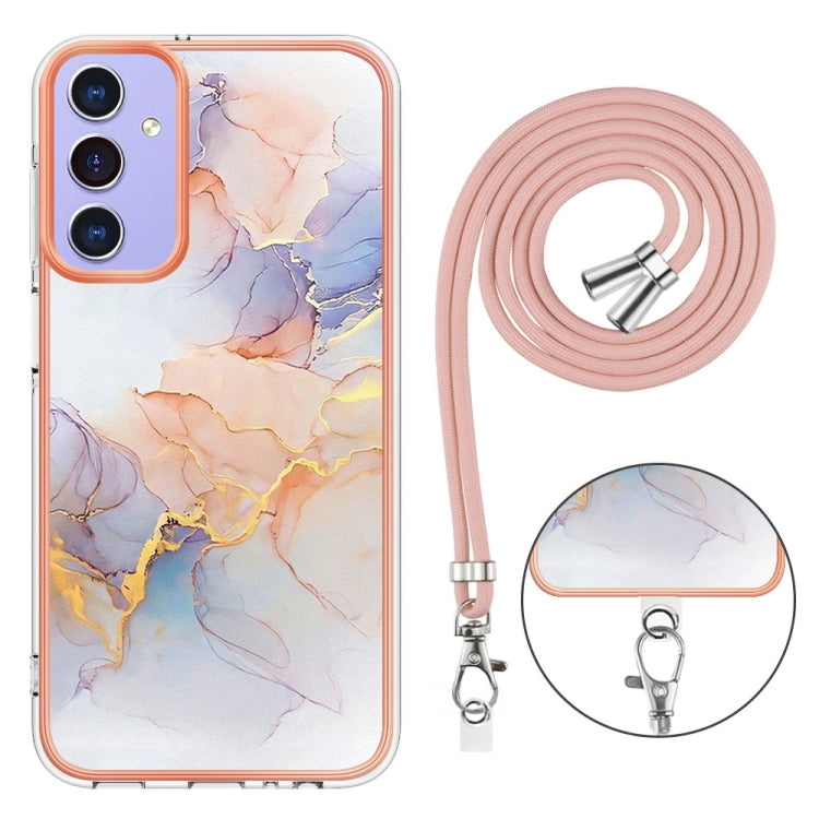 For Samsung Galaxy A16 5G Electroplating Pattern IMD TPU Shockproof Case with Neck Lanyard