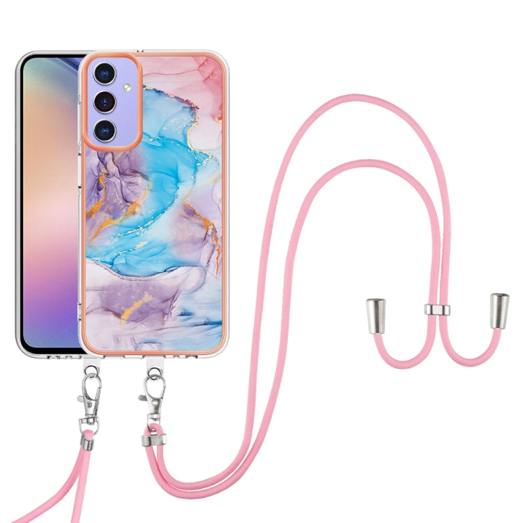 For Samsung Galaxy A16 5G Electroplating Pattern IMD TPU Shockproof Case with Neck Lanyard