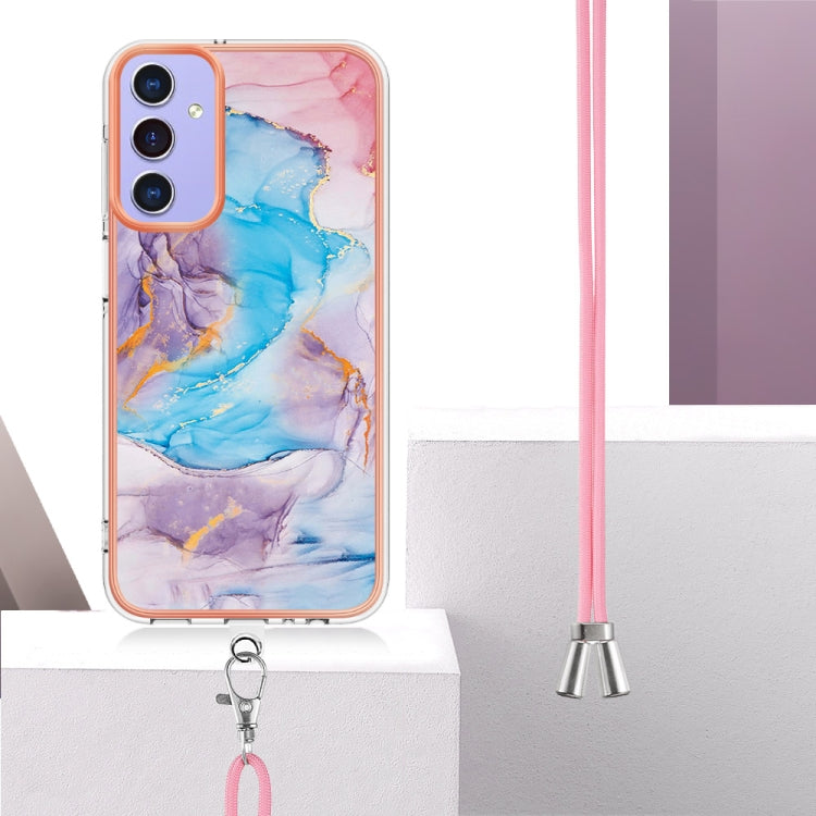 For Samsung Galaxy A16 5G Electroplating Pattern IMD TPU Shockproof Case with Neck Lanyard