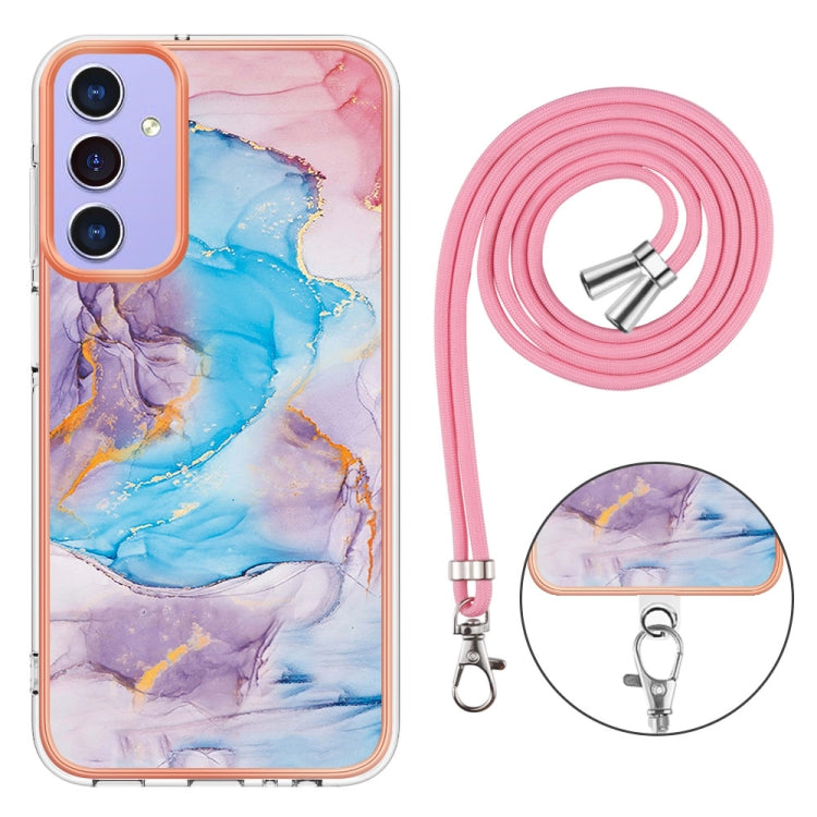 For Samsung Galaxy A16 5G Electroplating Pattern IMD TPU Shockproof Case with Neck Lanyard