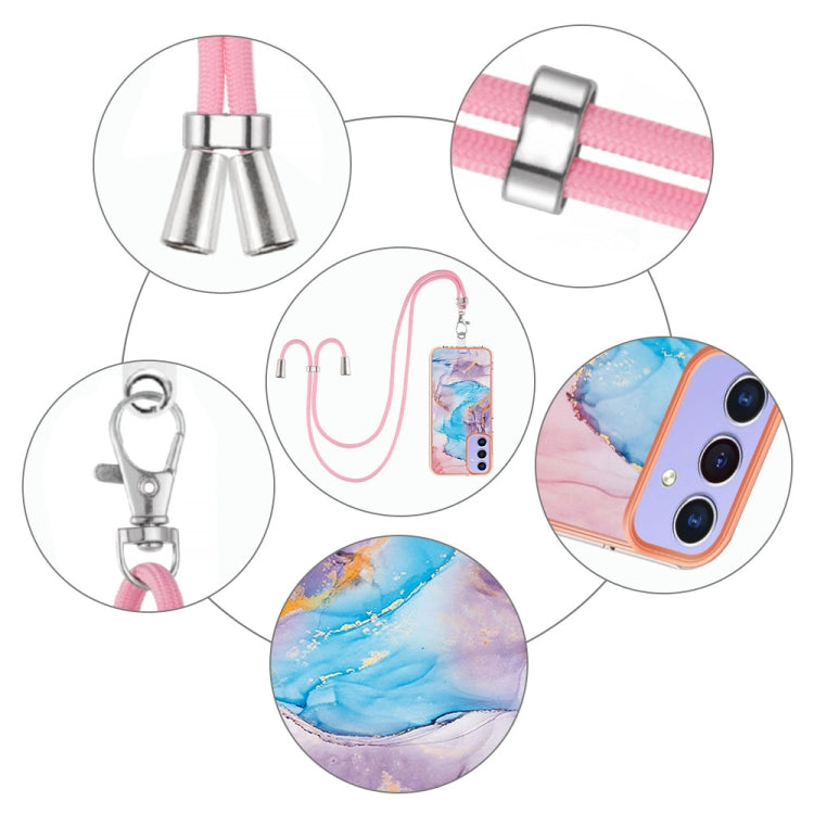 For Samsung Galaxy A16 5G Electroplating Pattern IMD TPU Shockproof Case with Neck Lanyard