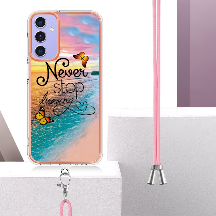 For Samsung Galaxy A16 5G Electroplating Pattern IMD TPU Shockproof Case with Neck Lanyard