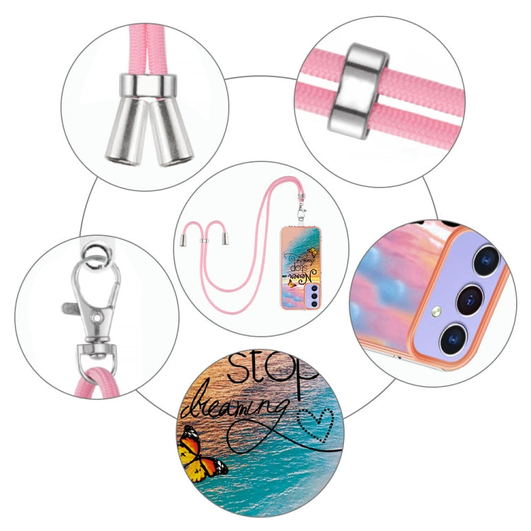 For Samsung Galaxy A16 5G Electroplating Pattern IMD TPU Shockproof Case with Neck Lanyard