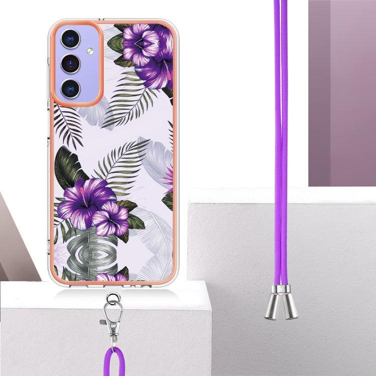 For Samsung Galaxy A16 5G Electroplating Pattern IMD TPU Shockproof Case with Neck Lanyard